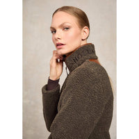 Khaki Borg Holland Cooper Womens Country Borg Fleece Quarter Zip Side Detail