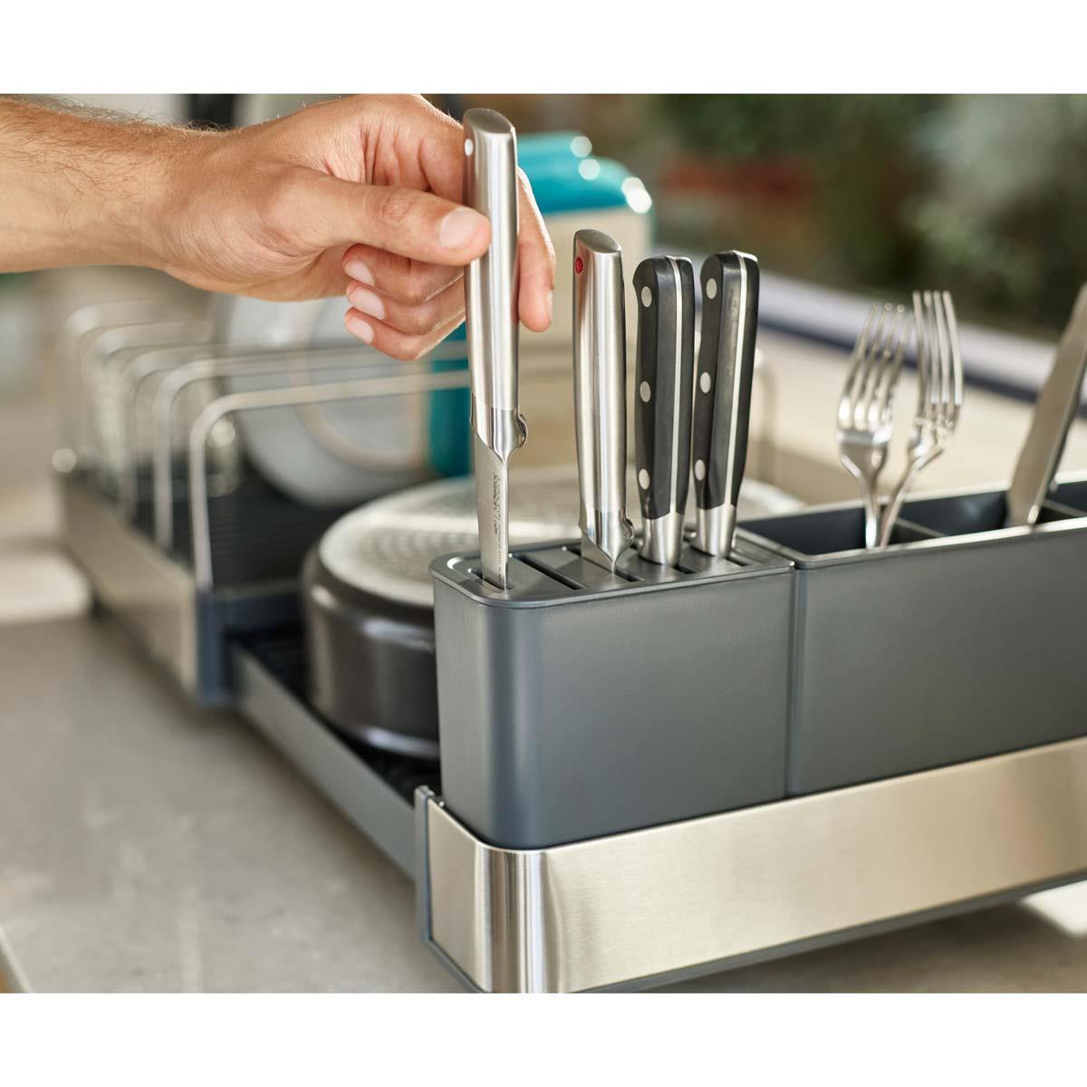 Joseph Joseph Extend Max Steel Expandable Dish Drainer Knife Slot