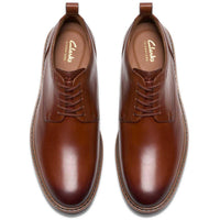 Tan Leather Clarks Mens Aldwin Lace Shoes Top View