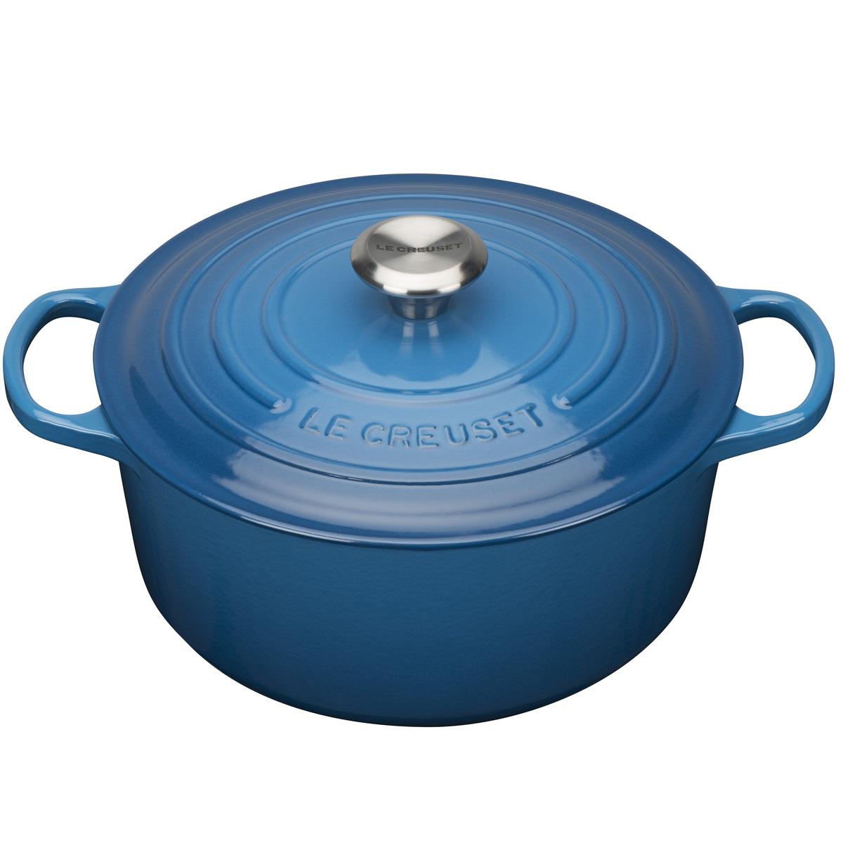 Le Creuset 26cm Cast Iron Round Casserole Dish Marseille Blue