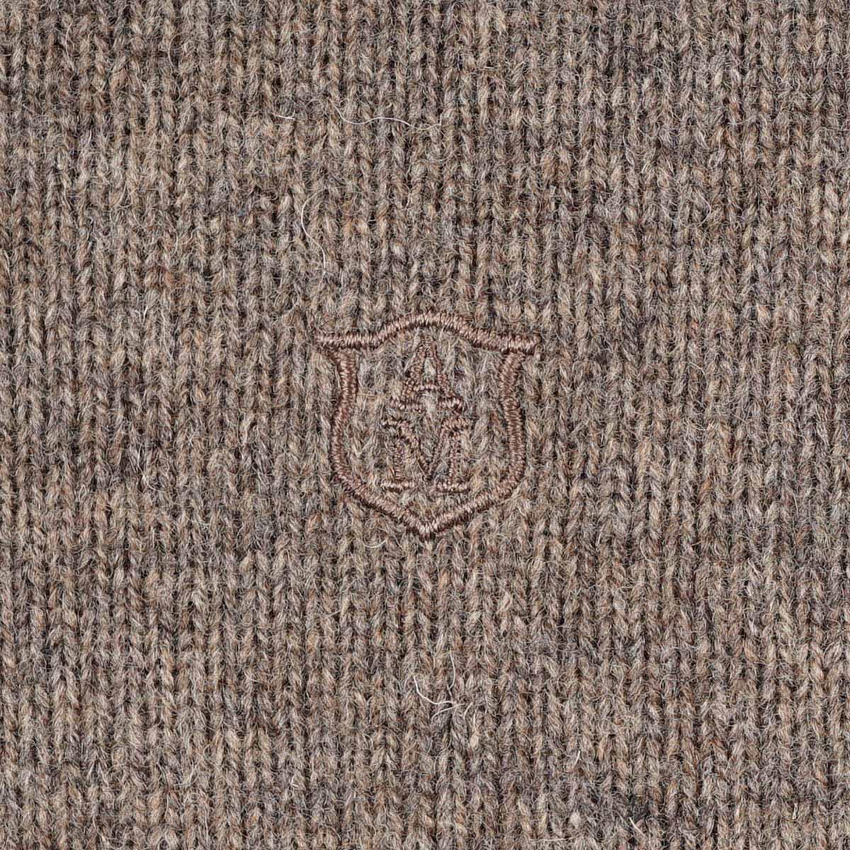 Albert and Maurice Netherton Zip Neck Lambswool Jumper Taupe