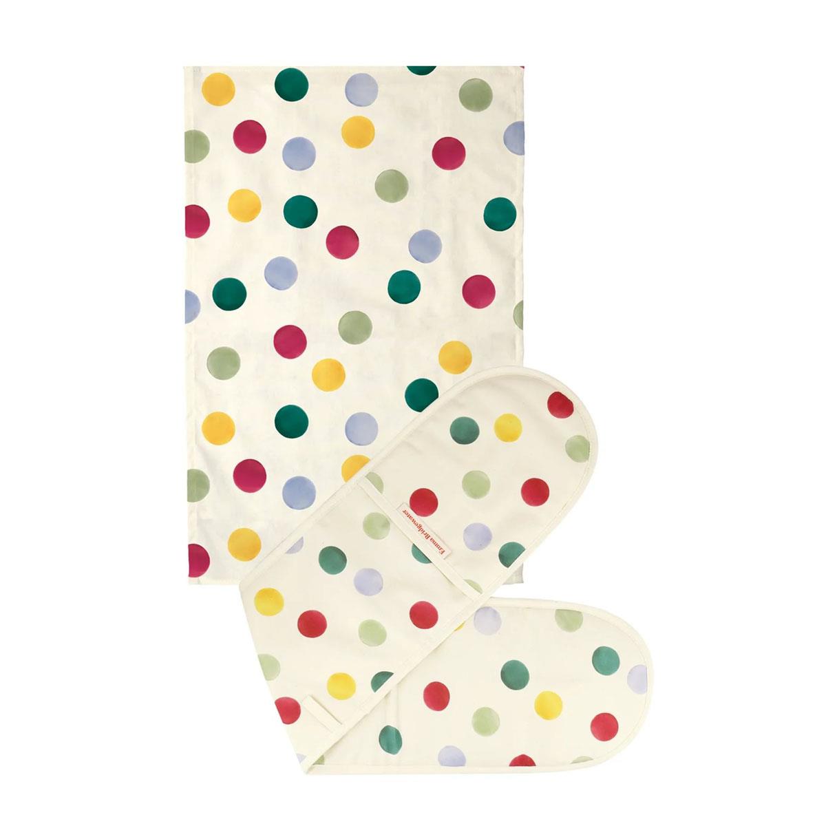 Emma Bridgewater Big Polka Dot Double Oven Glove and Tea Towel Set
