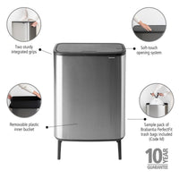Matt Steel Brabantia Bo Touch Bin Hi 60 Litre Product Features