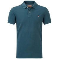 Deep Ocean Blue Schoffel Mens St Ives Garment Dyed Jersey Polo Shirt