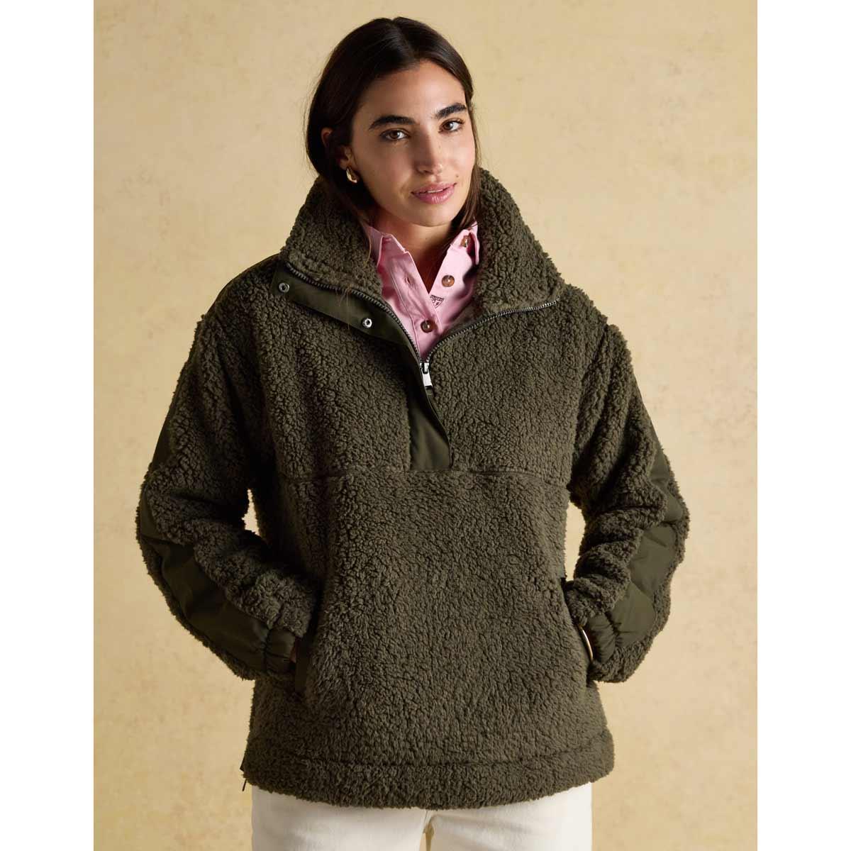 Green Joules Womens Tilly Quarter Zip Fleece Jumper On Model