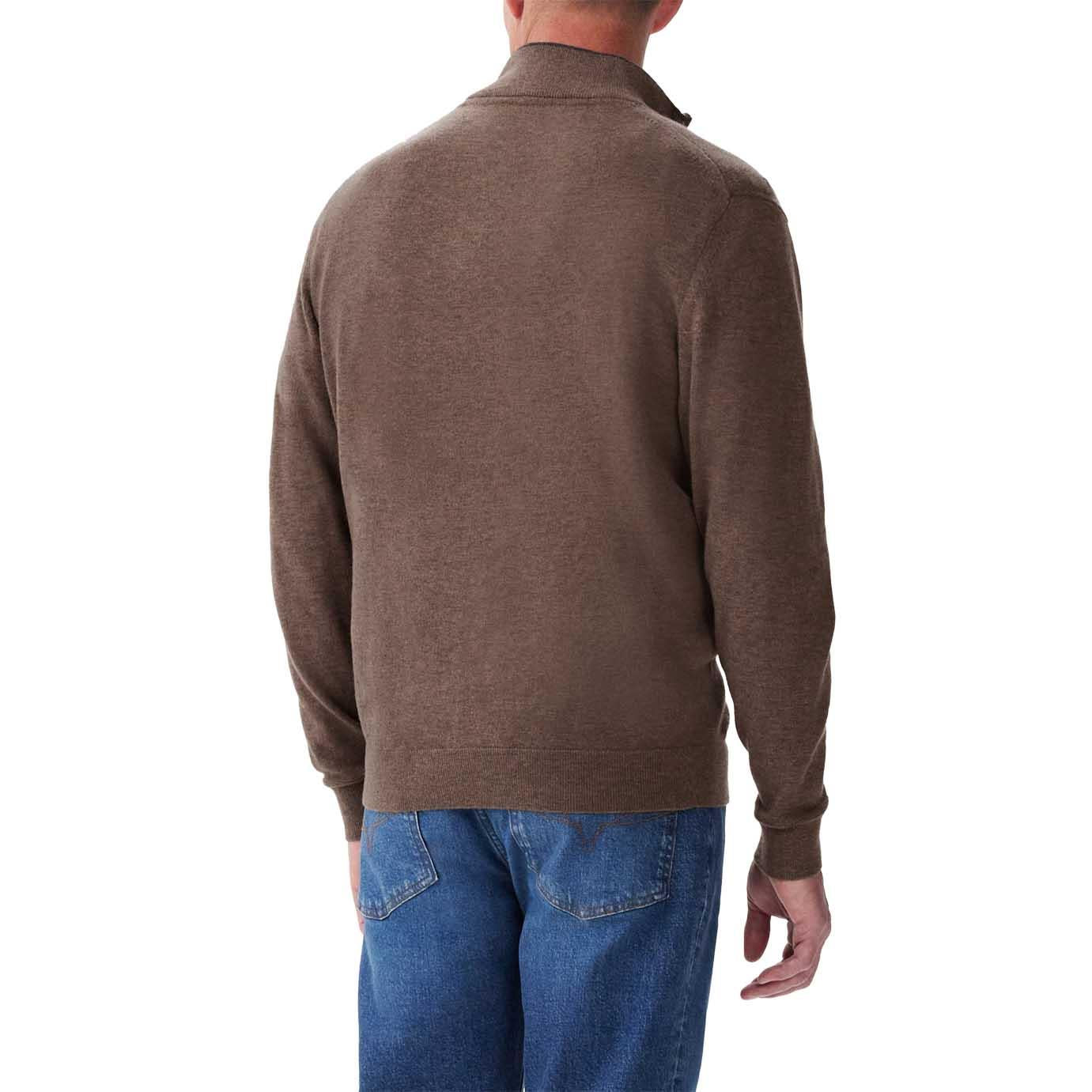 Chestnut R.M. Williams Mens Ernest 1/4 Zip Merino Knit Jumper back