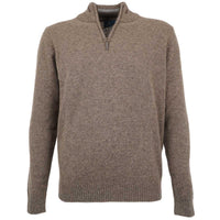 Albert and Maurice Netherton Zip Neck Lambswool Jumper Taupe