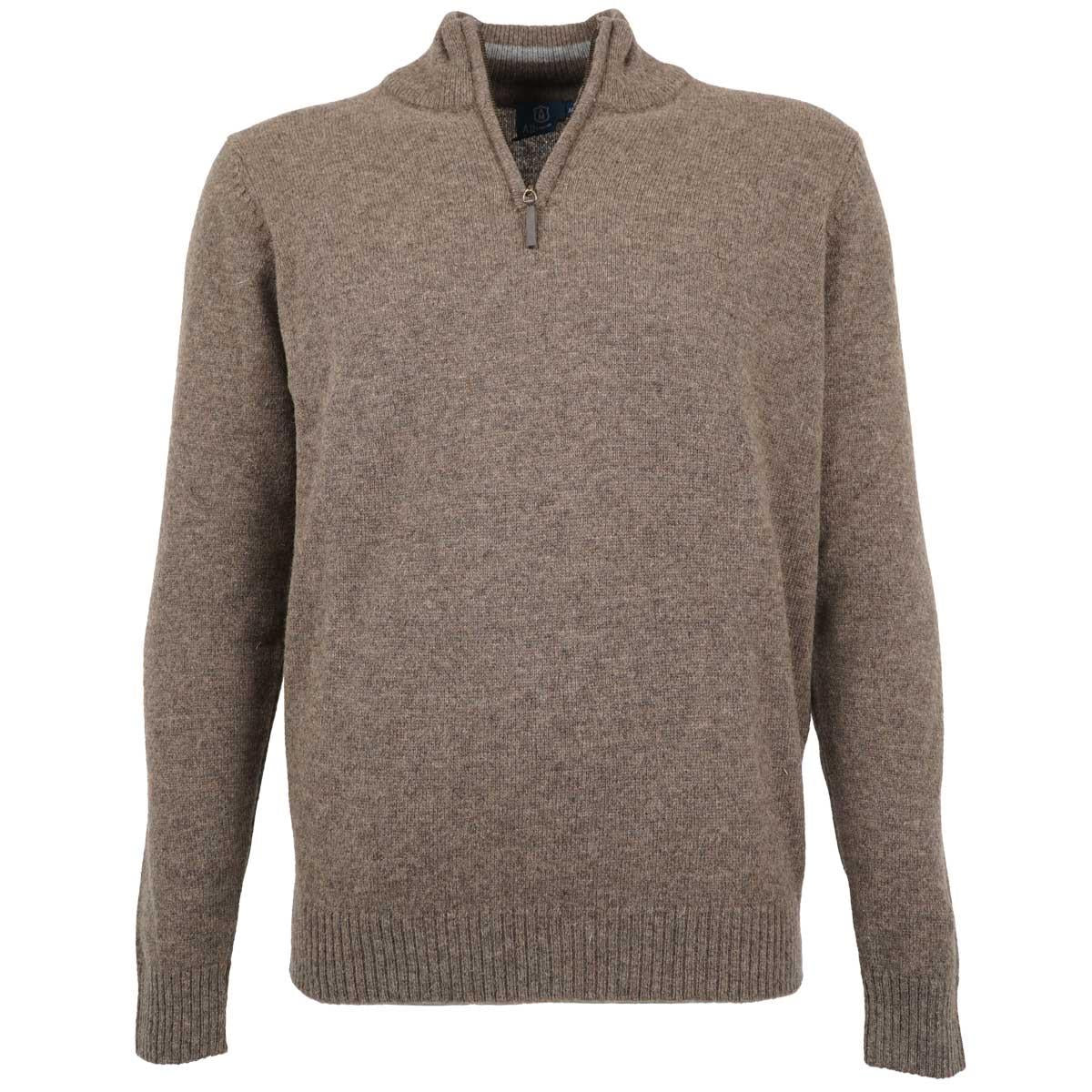 Albert and Maurice Netherton Zip Neck Lambswool Jumper Taupe