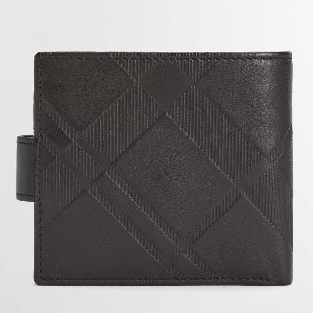 Black Barbour Mens Bamburgh Deboss Leather Wallet Back