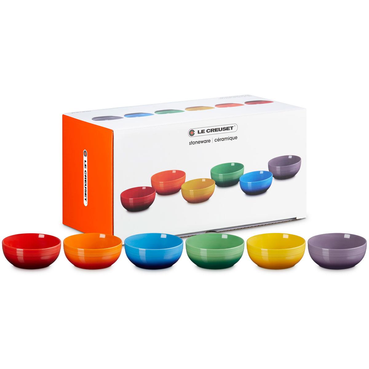 Le Creuset Stoneware Set of 6 Rainbow Coupe Cereal Bowls