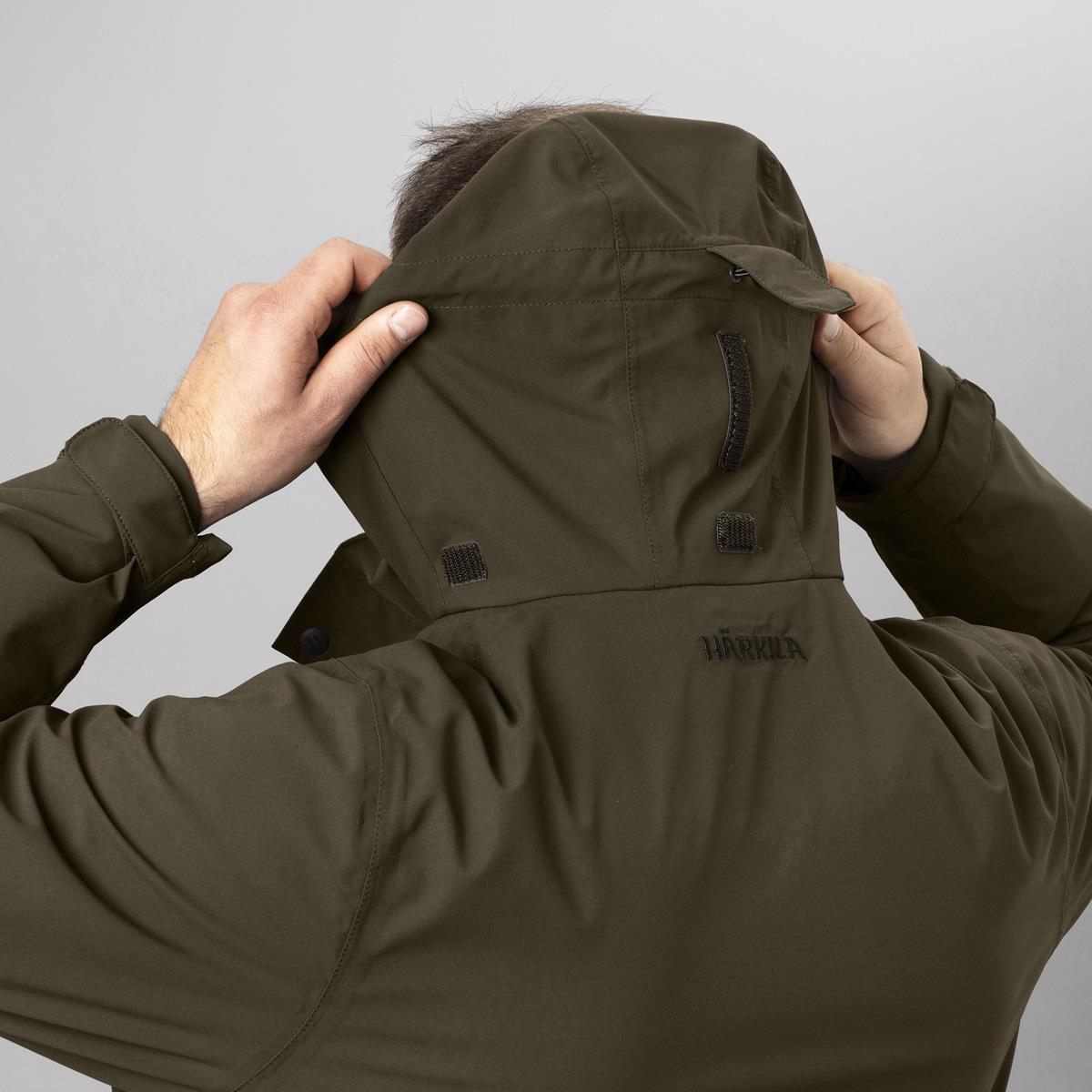 Willow Green Harkila Mens Orton Tech HWS Jacket Hood Detail