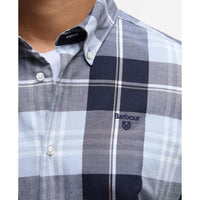 Mineral Blue Barbour Mens Edgar Tailored Checked Shirt LOGO