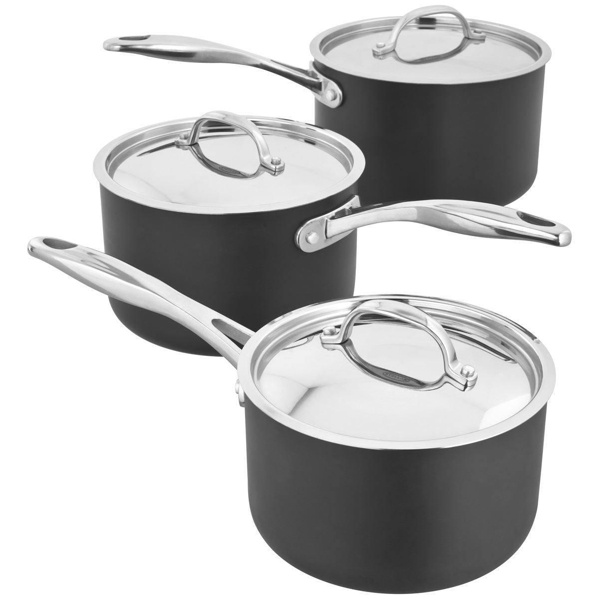 Stellar Hard Anodised 3 Piece Non-Stick Saucepan Set