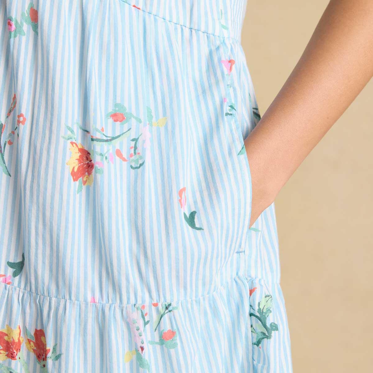 Blue Joules Womens Ariella Tiered Dress Pocket Detail