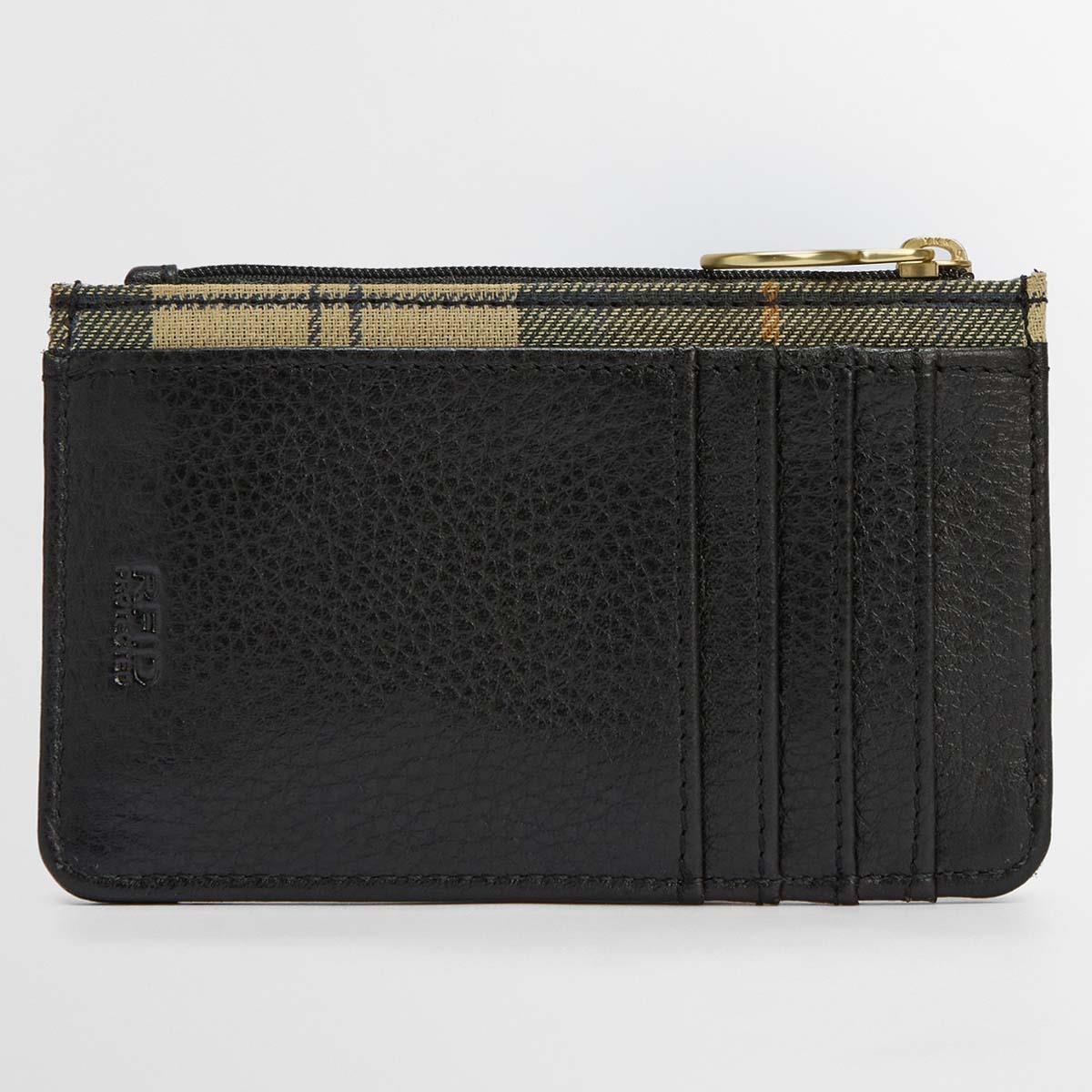 Black/Ancient Barbour Womens Alder Leather Card Holder Back