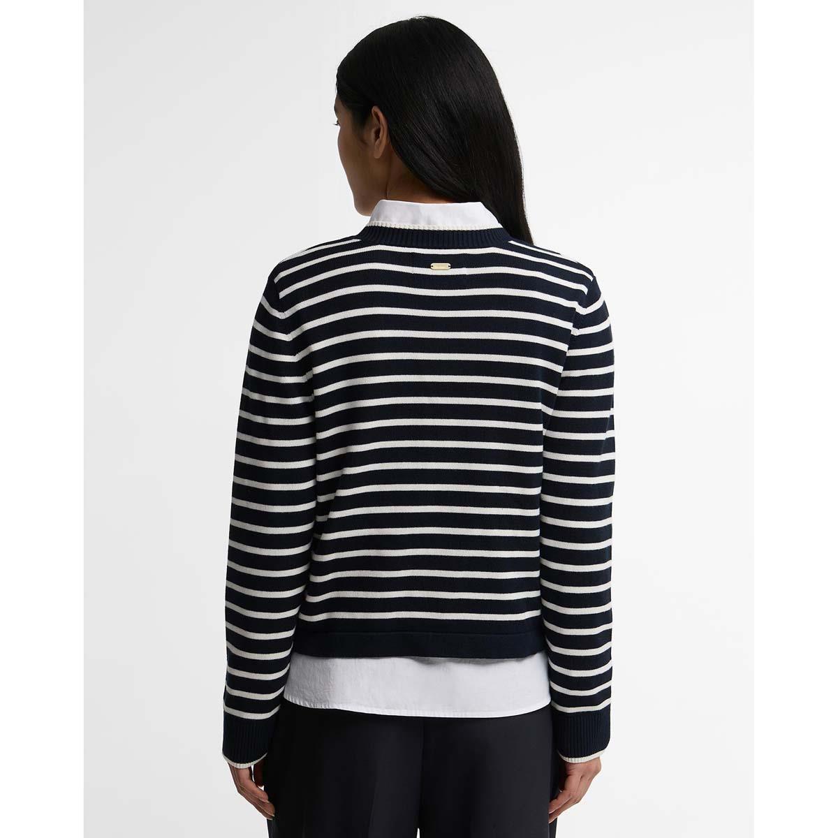 Dark Navy Stripe Barbour Womens Emmy Knitted Jumper BACK2