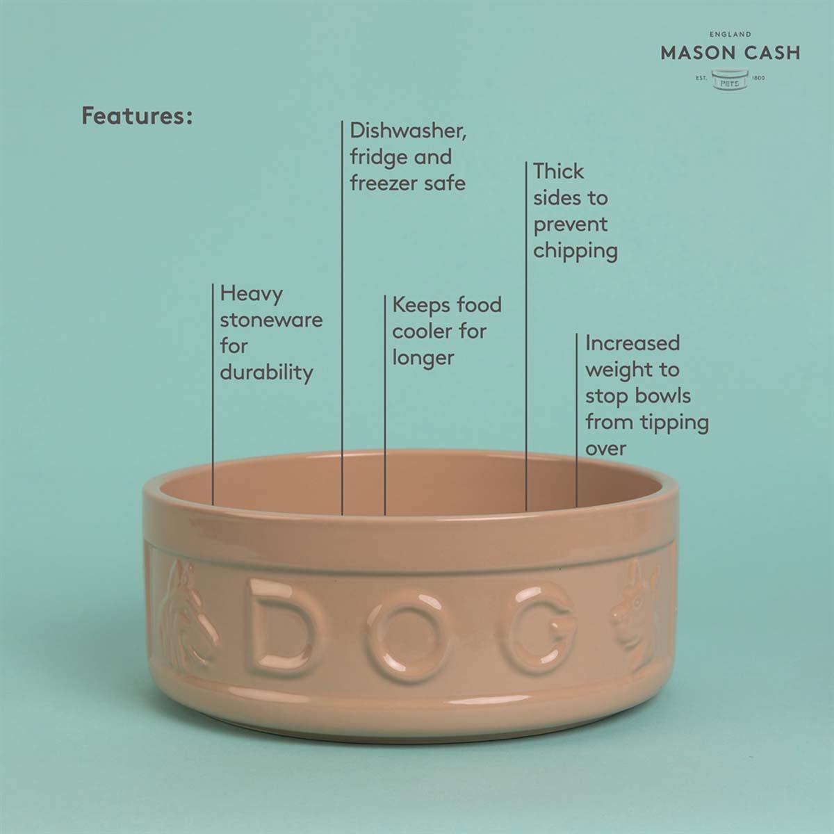 Mason Cash Cane Lettered Dog Bowl 25cm INFO2