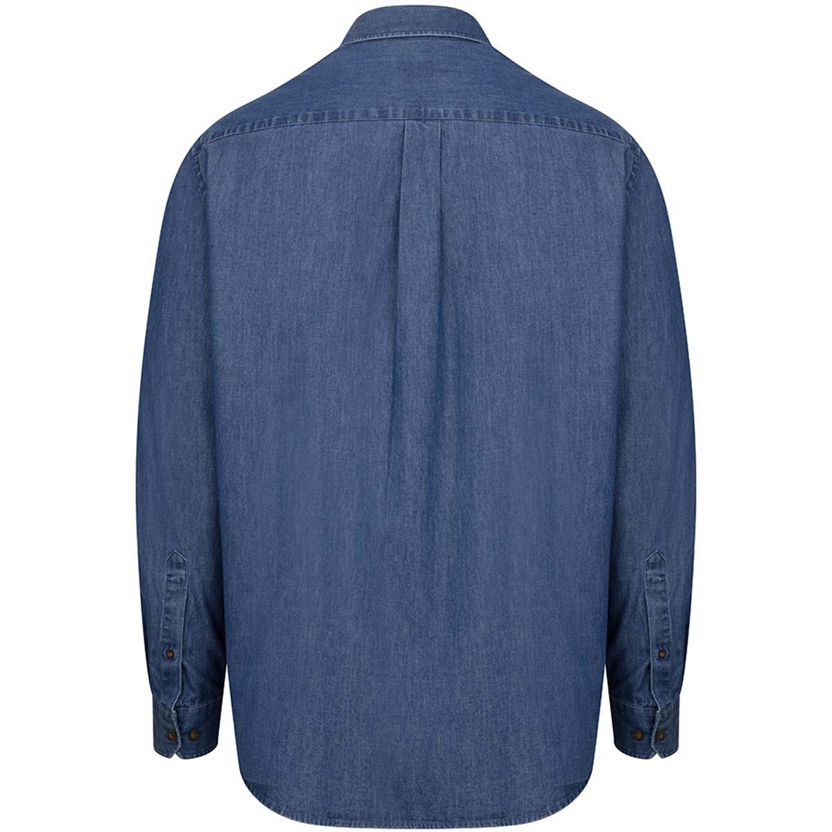 Mid Blue Wash Hoggs of Fife Mens Archerfield Denim Shirt BACK