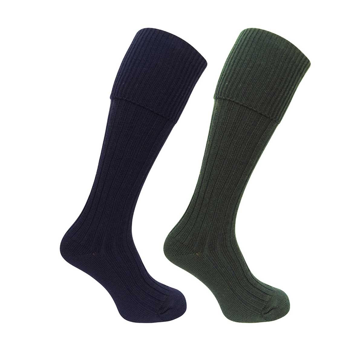 Hoggs Of Fife Mens 1902 Plain Turnover Top Stockings Twin Pack