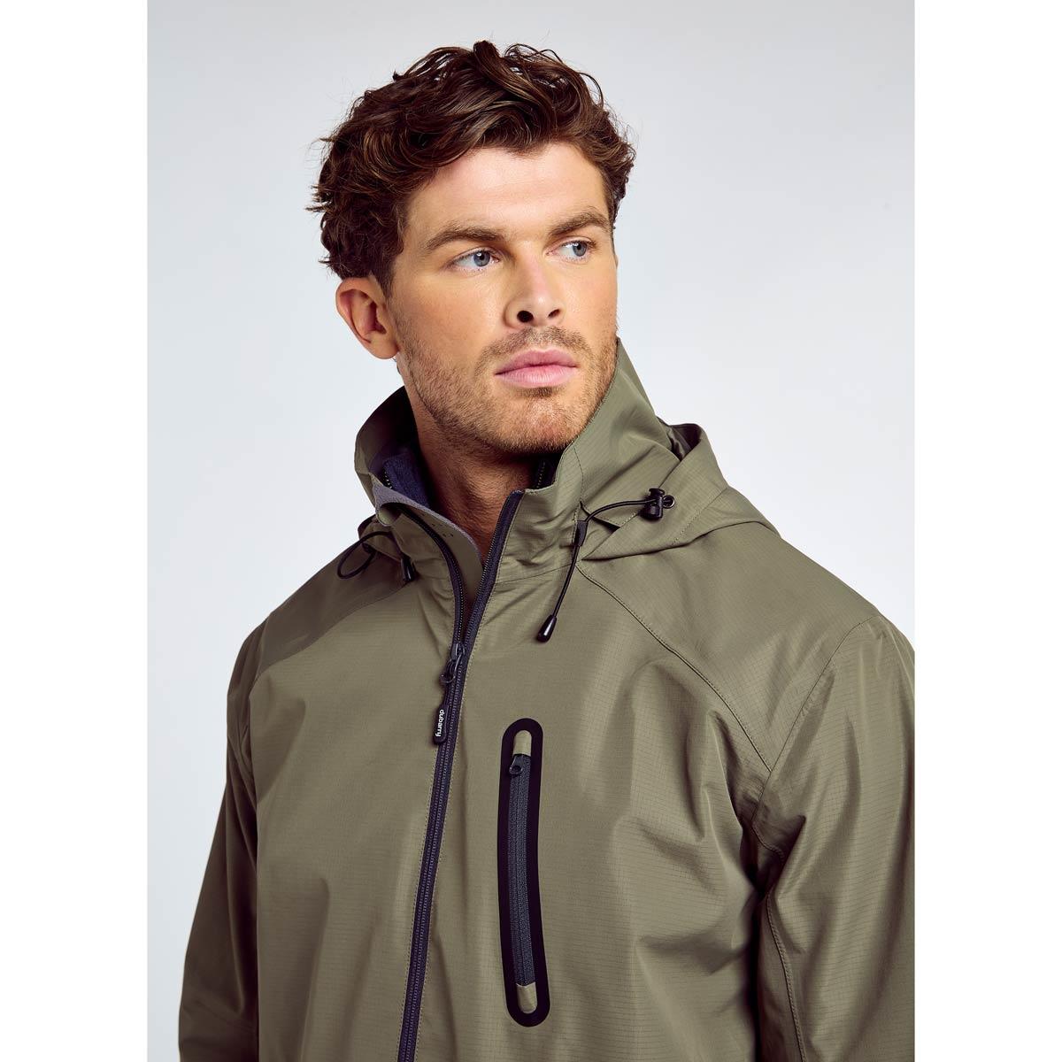 Kelp Dubarry Mens Crossbarry Waterproof Jacket On Model Detail