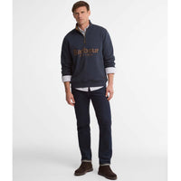 Navy Barbour Mens Fosse Half Zip Sweatshirt ON MODEL
