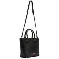 Black Barbour Womens Birch Leather Tote Bag Full Strap