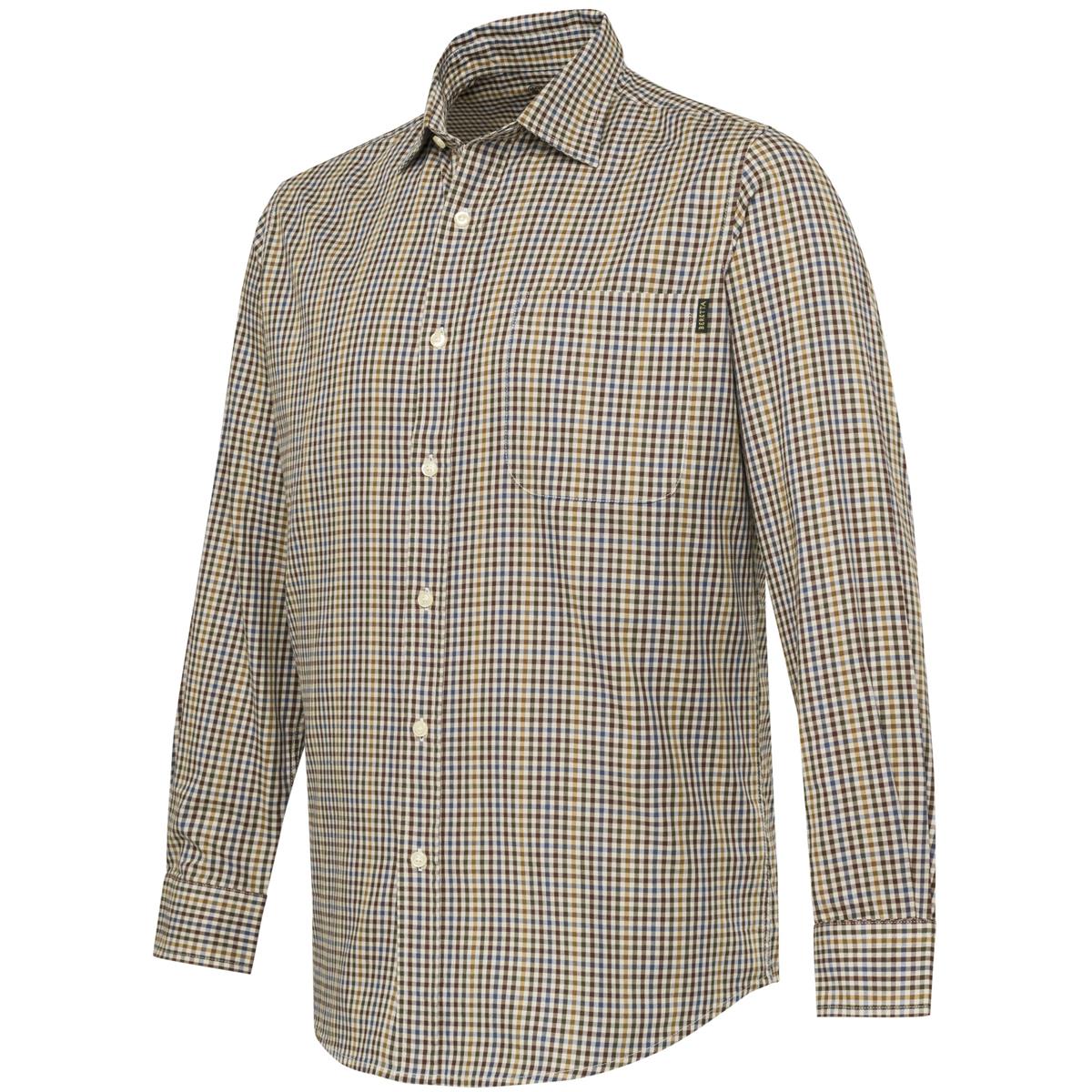 Apricot & Bordeaux Check Beretta Mens Bryggen Shirt