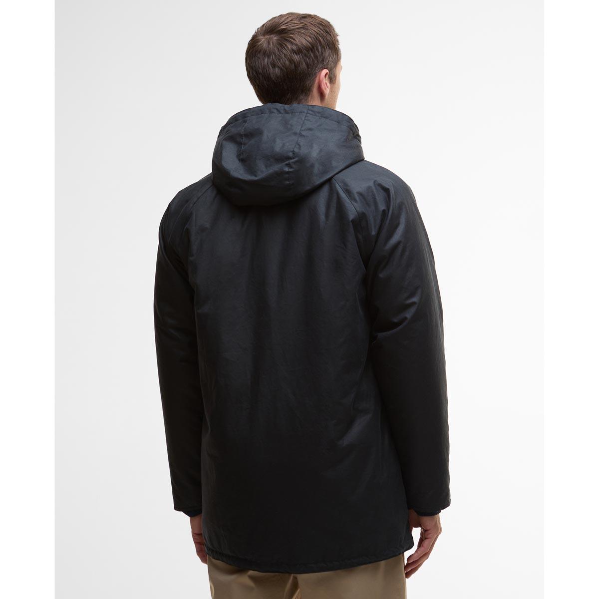 Navy Barbour Mens Bedale Wax Parka Back