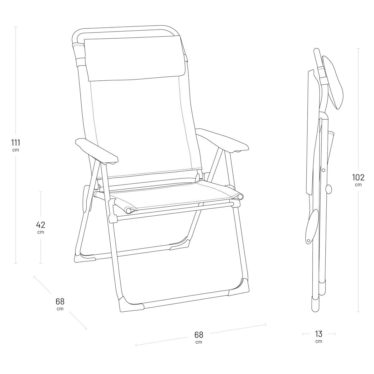 Lafuma Alu Cham XL Batyline ISO Armchair Dimensions