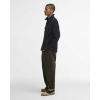 Navy Barbour Mens Tartan Trimmed Cord Overshirt Side