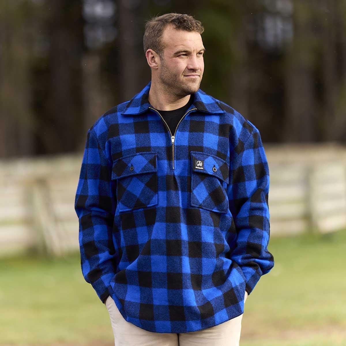 Blue/Black Swanndri Mens Ranger Quarter Zip Bushshirt Lifestyle