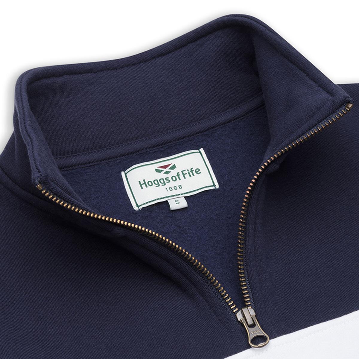 Navy/White Hoggs Of Fife Dumfries 1888 Gents 1/4 Zip Sweatshirt Collar