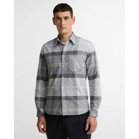 Ice Granite Barbour Mens Mineral Tartan Dunoon Authentic Shirt On Model