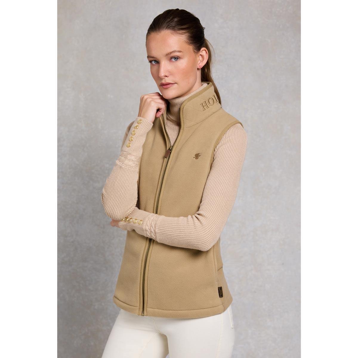 Sand Holland Cooper Womens Country Fleece Gilet On Model