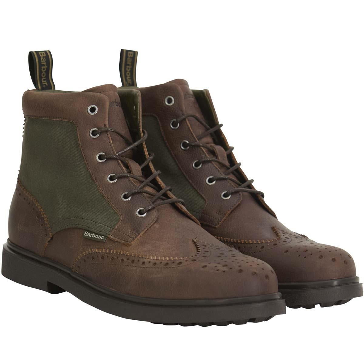 BROWN Barbour Mens Barmoor Brogue Boot