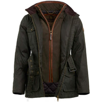 Dark Olive Holland Cooper Womens Belted Wax Jacket Open