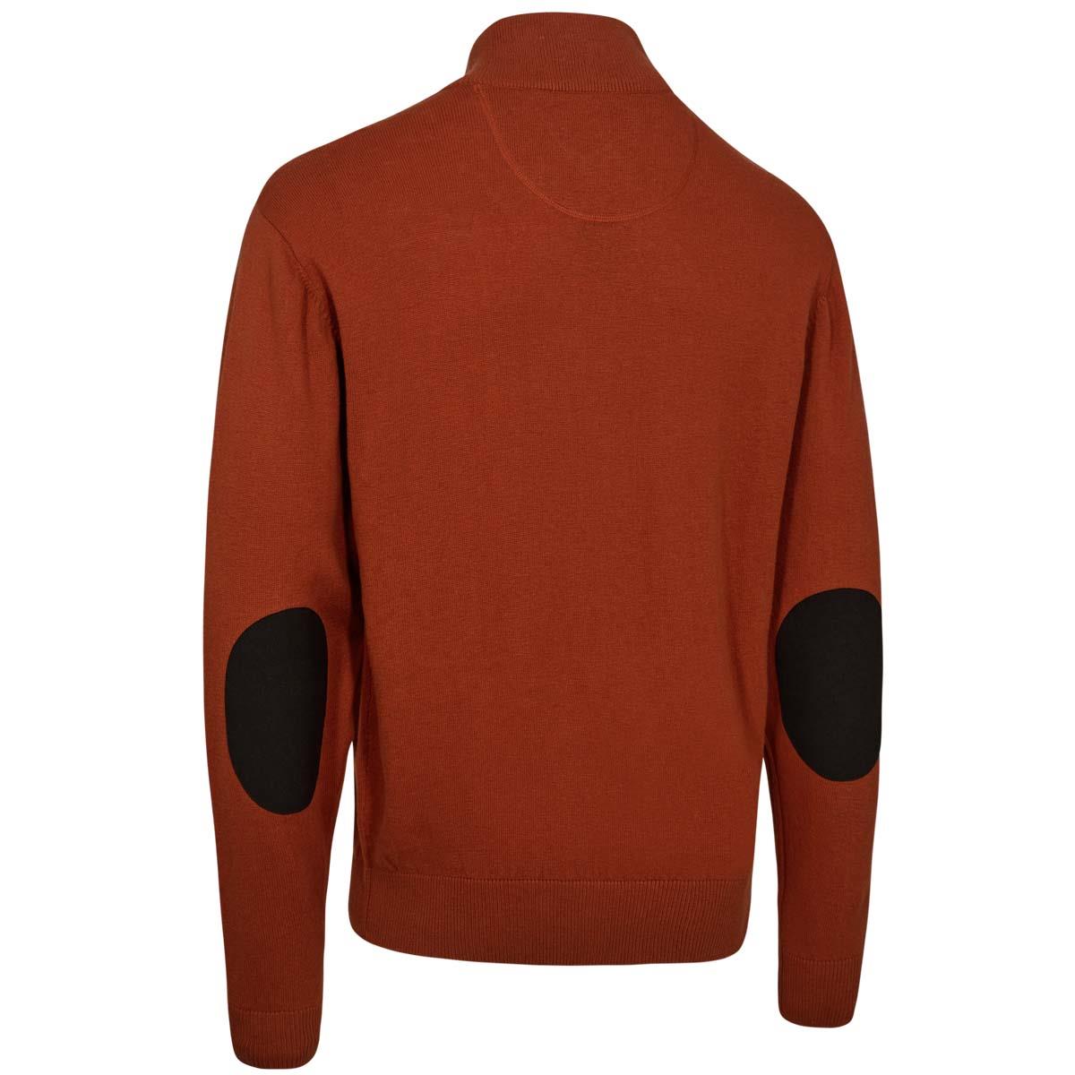 Oak Rust Melange Deerhunter Mens Harrington Half-Zip Knit bsck