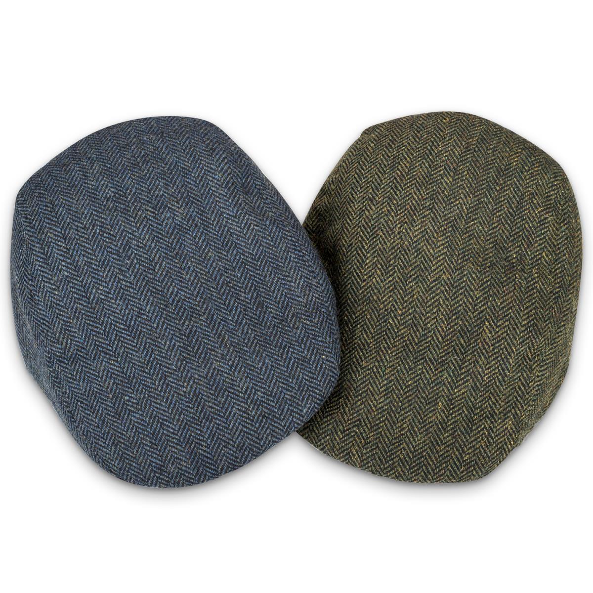 Hoggs Of Fife Herringbone Waterproof Tweed Cap Navy and Green