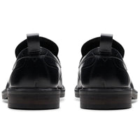 Black Leather Clarks Mens Aldwin Step Shoe Back