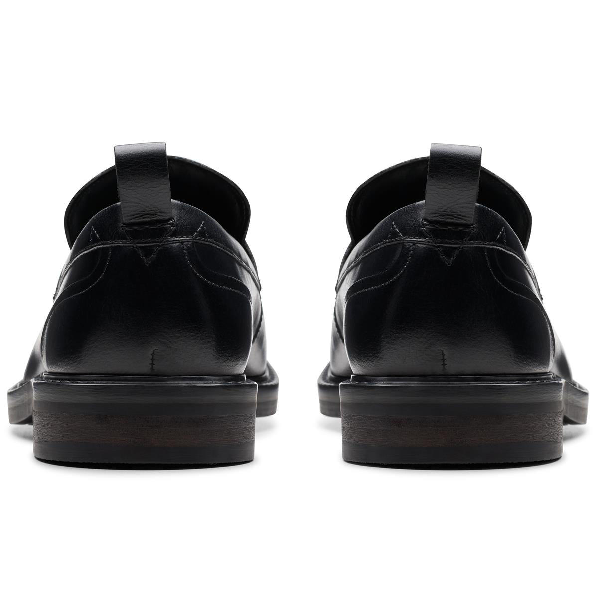 Black Leather Clarks Mens Aldwin Step Shoe Back