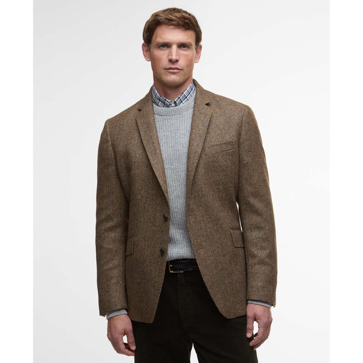 Brown Barbour Mens Firth Moons Herringbone Blazer front