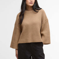 Military Brown Barbour Lilian Knitted Jumper Front