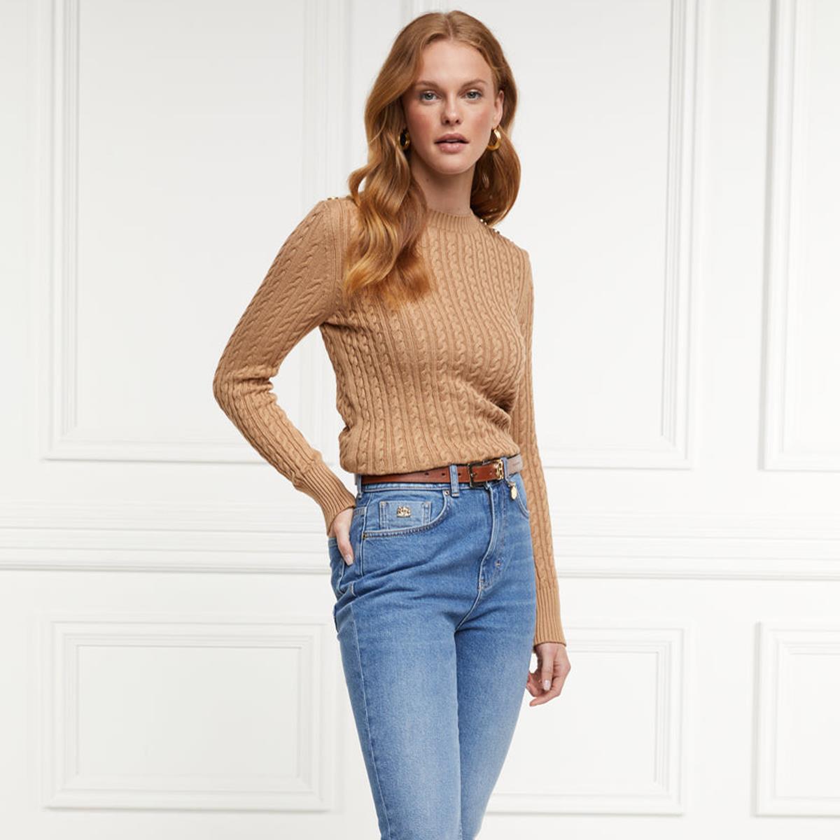 Holland Cooper Womens Seattle Cable Crew Neck Knitted Jumper