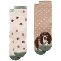 Neutral Spaniel Joules Womens Everyday Socks 2 Pack