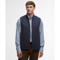 Navy Barbour Mens Shoveler Knitted Gilet Front