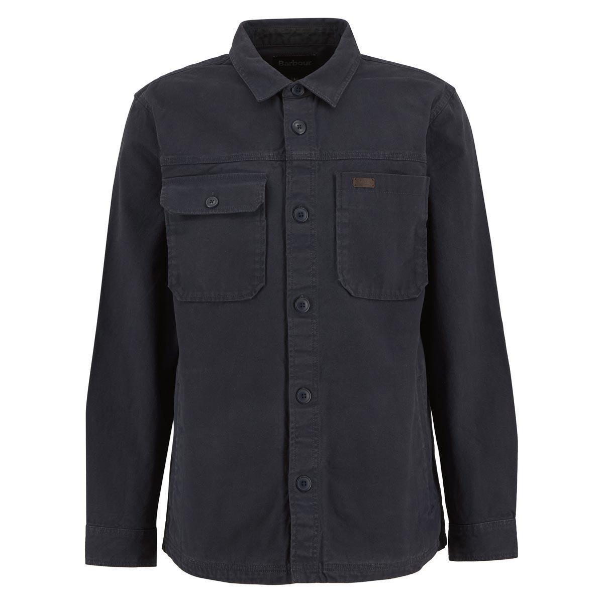 Navy Barbour Mens Lingfield Canvas Overshirt