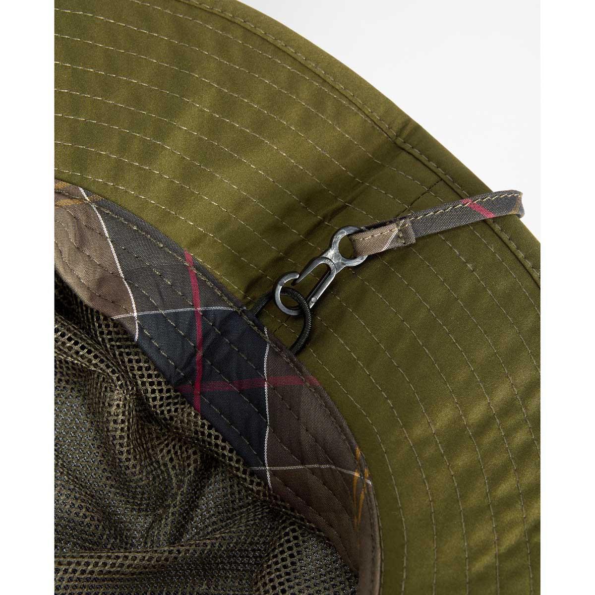 Dark Olive Barbour Longhall Bucket Hat lining