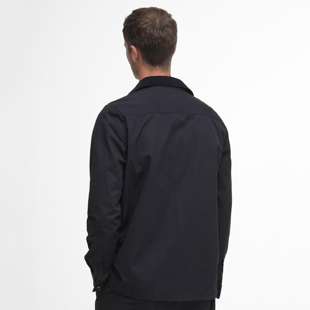Black Barbour Mens Cole Tailored Fit Poplin Overshirt Model Back