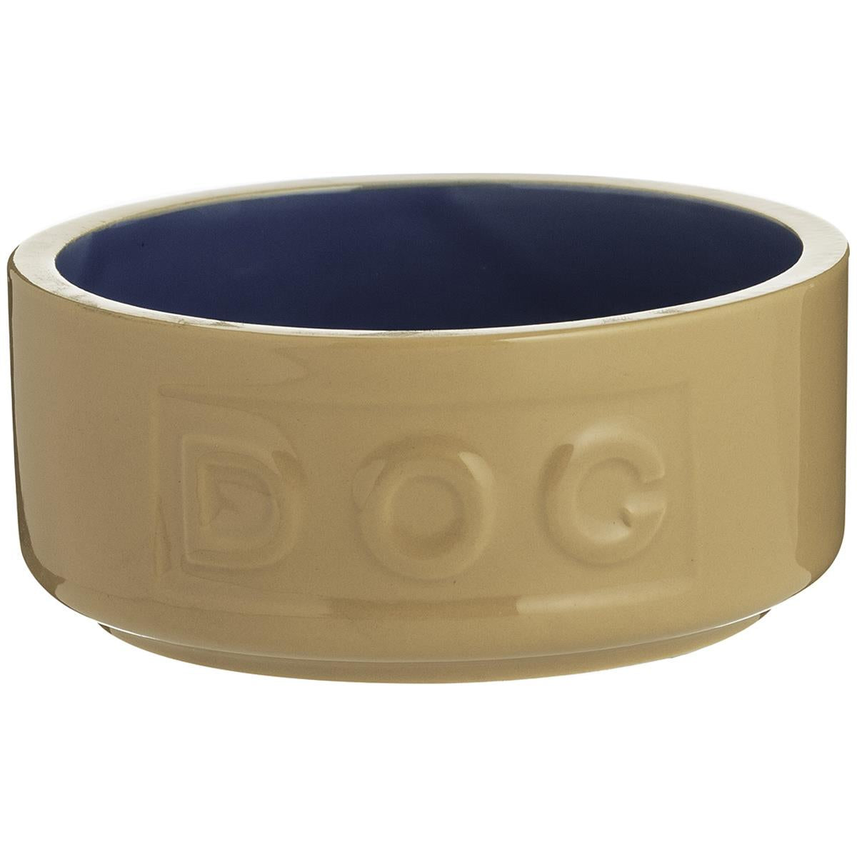 Mason Cash Cane and Blue Lettered Dog Bowl 13cm