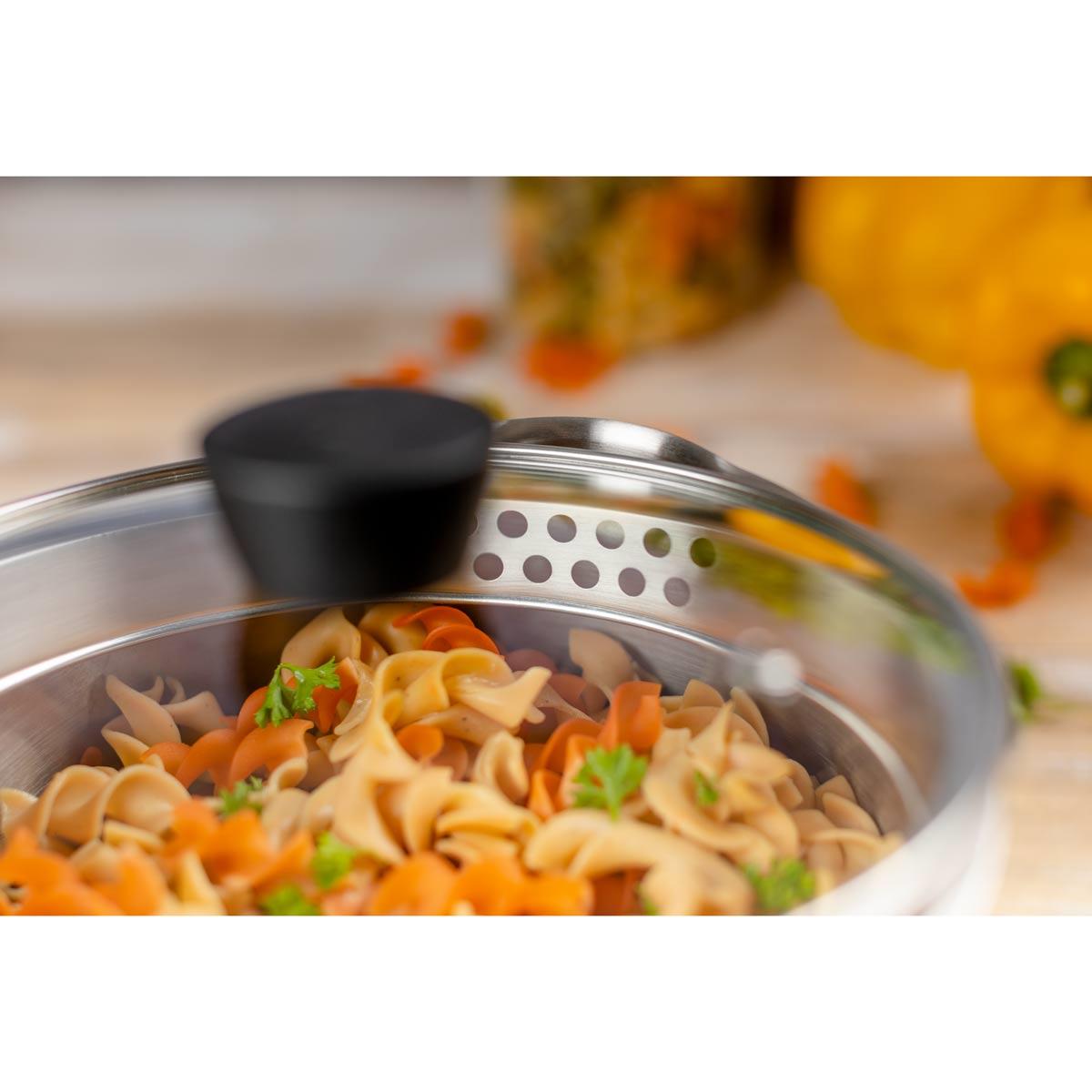 Kuhn Rikon Classic Plus Saucepan Set With Draining Lids Interior